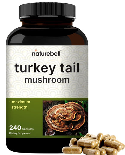 NatureBell Truthahnschwanz-Extrakt Kapseln, 600 mg pro Portion, 240 Stück