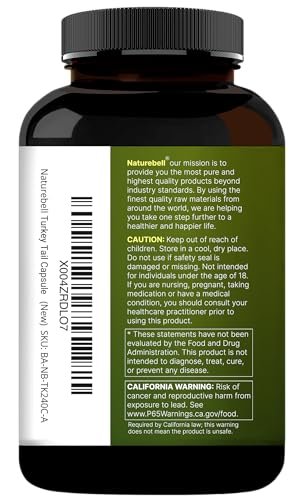 NatureBell Truthahnschwanz-Extrakt Kapseln, 600 mg pro Portion, 240 Stück