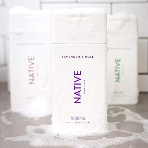 Native Duschgel 3er-Pack – Natürliches Duschgel für Damen & Herren – SLS- & Parabenfrei – Gurke & Minze, Kokos & Vanille, Lavendel & Rose