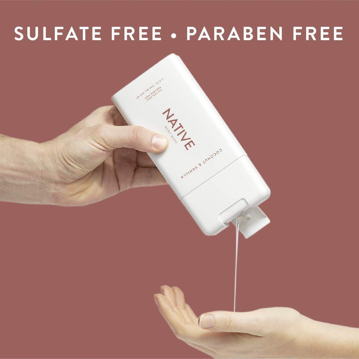 Native Duschgel 3er-Pack – Natürliches Duschgel für Damen & Herren – SLS- & Parabenfrei – Gurke & Minze, Kokos & Vanille, Lavendel & Rose