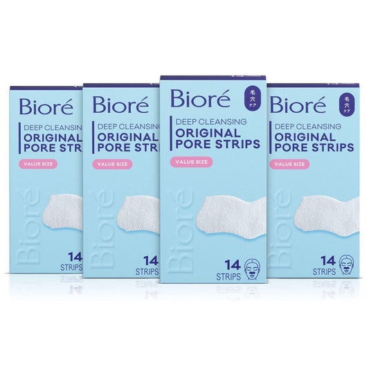 Bioré Original Mitesser-Entferner Streifen – Tiefenreinigende Nasenstreifen mit sofortiger Porenbefreiung, C-Bond Technologie, ölfrei, nicht komedogen, 14 Stück, 4er-Pack