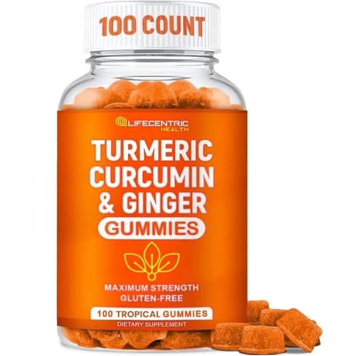 Turmeric Gummis für Erwachsene und Kinder | Hochdosiertes Kurkuma und Ingwer Präparat | Vegane, organische, natürliche Kurkuma-Gummis für die allgemeine Gesundheit | Bestes Curcumin-Präparat mit Ingwer