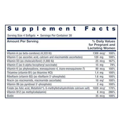 Life Extension Prenatal Advantage – Hochwertiges Schwangerschafts-Multivitamin mit Folsäure, Cholin, Omega-3, Vitamin C, D3, B1, B6, B12, Zink, Niacin – 120 Softgels, Glutenfrei, Nicht-GVO