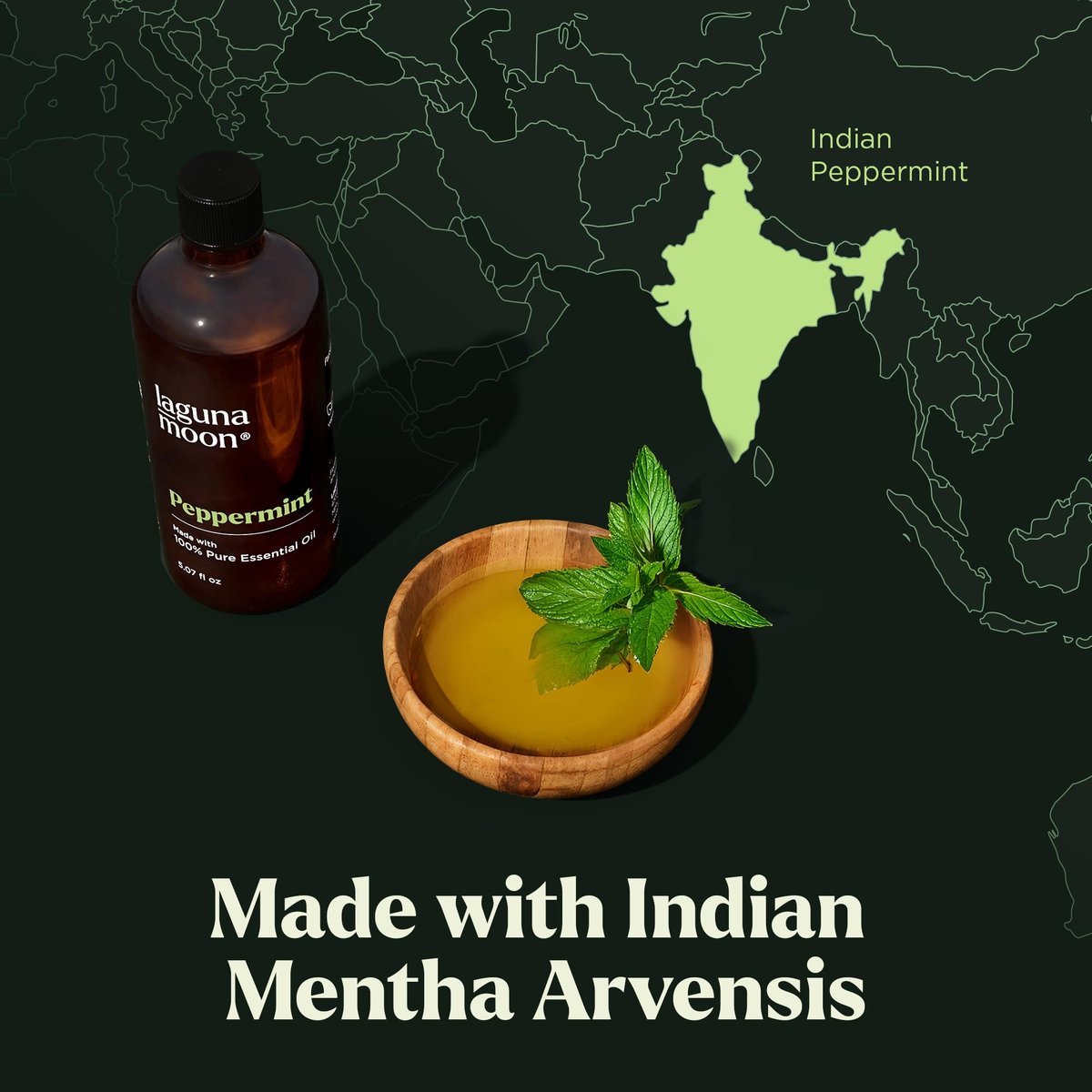 Lagunamoon Pfefferminzöl – Reines natürliches ätherisches Öl für Diffuser, Aromatherapie, Luftbefeuchter, Kerzenherstellung, frische Duftnoten für Zuhause, Büro, Auto und Reinigungsprodukte (150 ml)