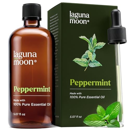 Lagunamoon Pfefferminzöl – Reines natürliches ätherisches Öl für Diffuser, Aromatherapie, Luftbefeuchter, Kerzenherstellung, frische Duftnoten für Zuhause, Büro, Auto und Reinigungsprodukte (150 ml)