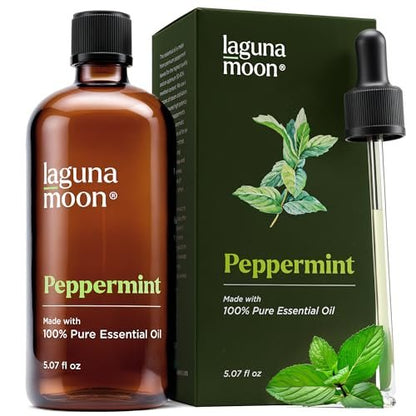 Lagunamoon Pfefferminzöl – Reines natürliches ätherisches Öl für Diffuser, Aromatherapie, Luftbefeuchter, Kerzenherstellung, frische Duftnoten für Zuhause, Büro, Auto und Reinigungsprodukte (150 ml)