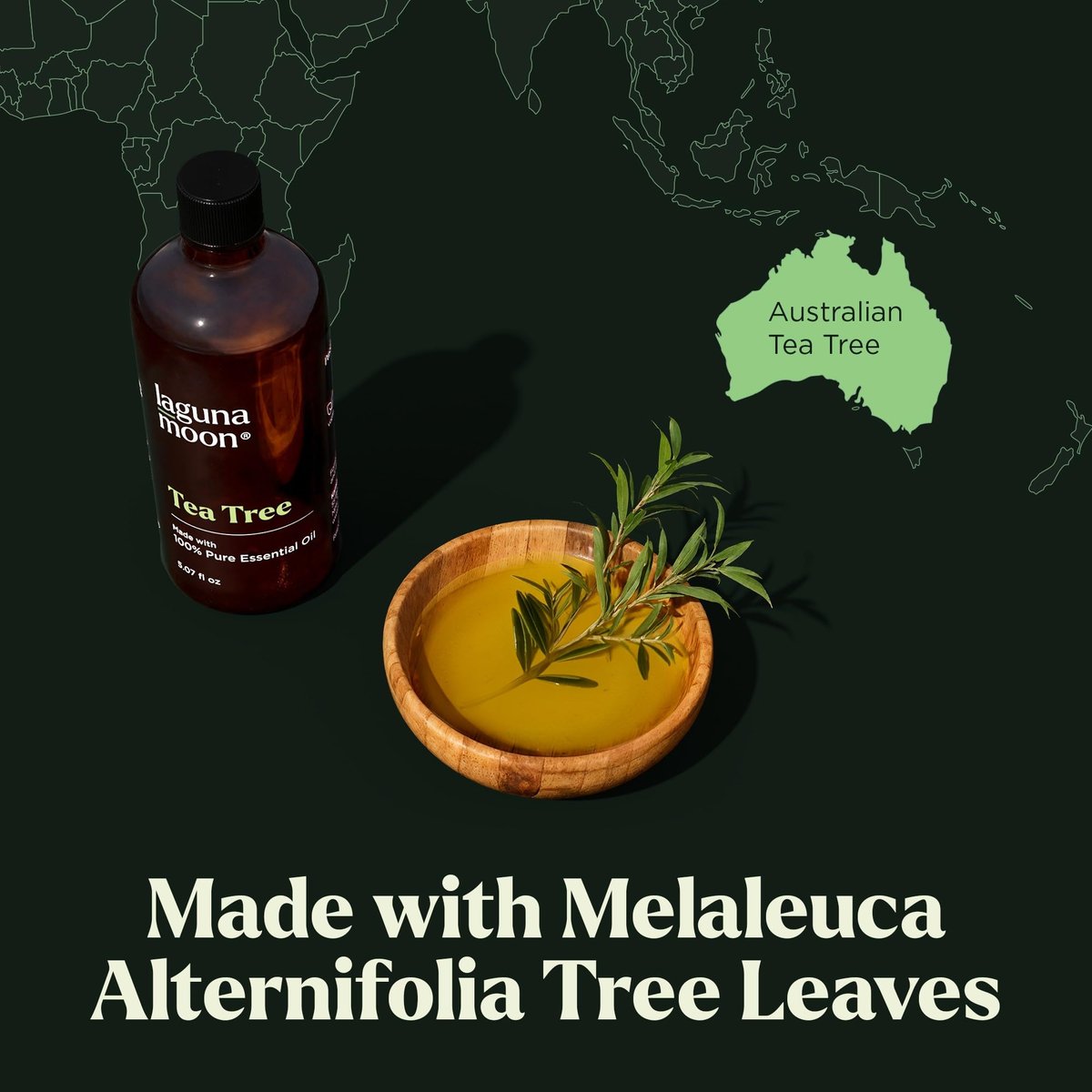 Lagunamoon Australisches Teebaumöl 150 ml – XXL Flasche mit Tropfer für Kerzenherstellung und Reinigungsprodukte – Duftöl für Aromatherapie, Entspannung, Diffuser, Yoga, Hauspflege