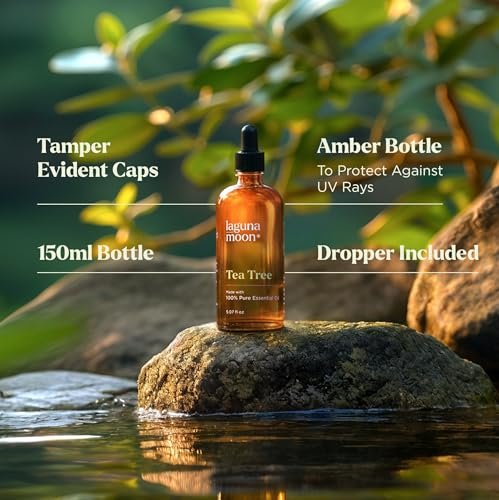 Lagunamoon Australisches Teebaumöl 150 ml – XXL Flasche mit Tropfer für Kerzenherstellung und Reinigungsprodukte – Duftöl für Aromatherapie, Entspannung, Diffuser, Yoga, Hauspflege