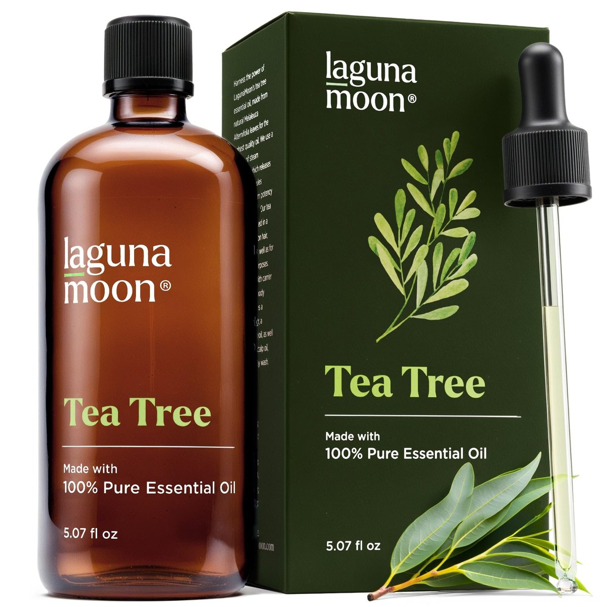Lagunamoon Australisches Teebaumöl 150 ml – XXL Flasche mit Tropfer für Kerzenherstellung und Reinigungsprodukte – Duftöl für Aromatherapie, Entspannung, Diffuser, Yoga, Hauspflege