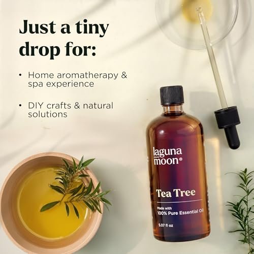 Lagunamoon Australisches Teebaumöl 150 ml – XXL Flasche mit Tropfer für Kerzenherstellung und Reinigungsprodukte – Duftöl für Aromatherapie, Entspannung, Diffuser, Yoga, Hauspflege