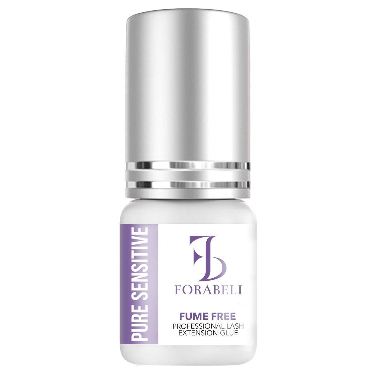 Forabeli Pure Sensitive Wimpernkleber – Rauchfreier Wimpernverlängerungskleber mit 6-7 Sekunden Trocknungszeit und 4 Wochen Halt für empfindliche Augen | Schwarz, 5 ml