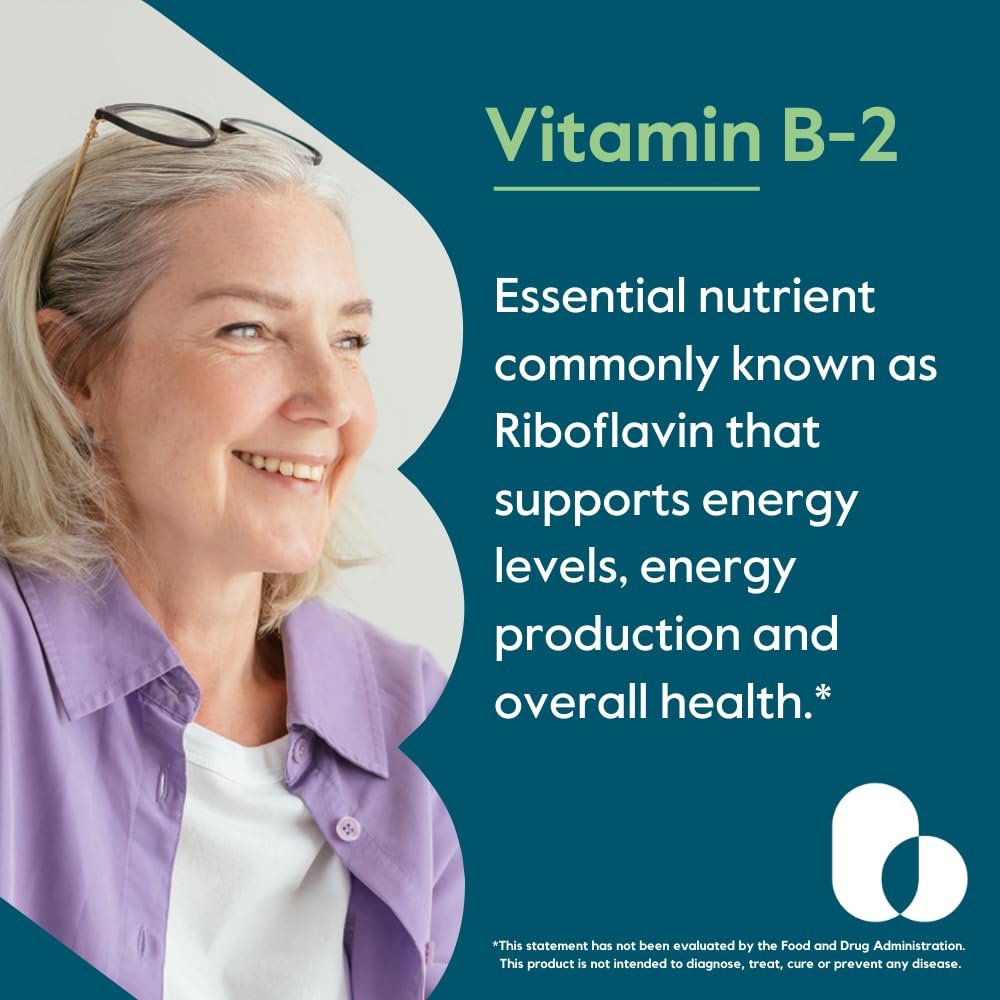 BESTVITE Vitamin B2 (Riboflavin) 400 mg – 120 vegane Kapseln – Hochdosiert für Energie, Haut & Zellgesundheit – Unterstützt das Nervensystem – Vegan, Nicht-GVO, Glutenfrei
