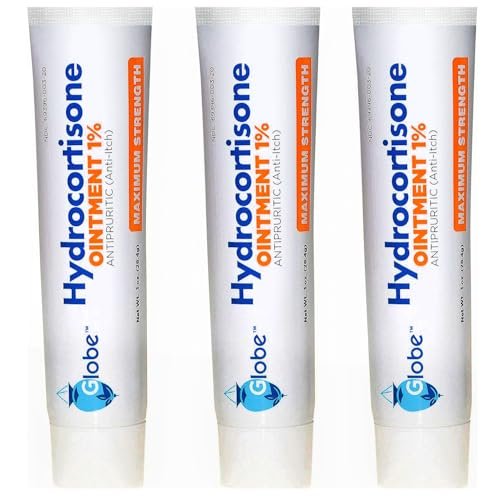 (3er Pack) Globe Hydrocortison Maximale Stärke Transparente Salbe 1%, 28 g - Anti-Juckreiz-Salbe gegen Rötungen, Schwellungen, Juckreiz, Ausschlag, Insektenstiche, Ekzeme, Hämorrhoiden und mehr