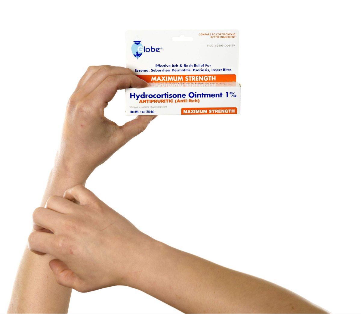 (3er Pack) Globe Hydrocortison Maximale Stärke Transparente Salbe 1%, 28 g - Anti-Juckreiz-Salbe gegen Rötungen, Schwellungen, Juckreiz, Ausschlag, Insektenstiche, Ekzeme, Hämorrhoiden und mehr