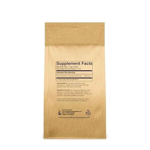 Pure Original Ingredients Inulin FOS Pulver (1 Pfund) – Immer rein, keine Füllstoffe oder Zusätze, laborgeprüft