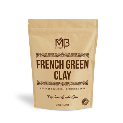 MB Herbals French Green Clay 227 g | 100% reiner Montmorillonit-Ton | Entfernt überschüssiges Öl | Entgiftet die Haut | Empfohlen für fettige Haut | Ohne chemische Konservierungsstoffe
