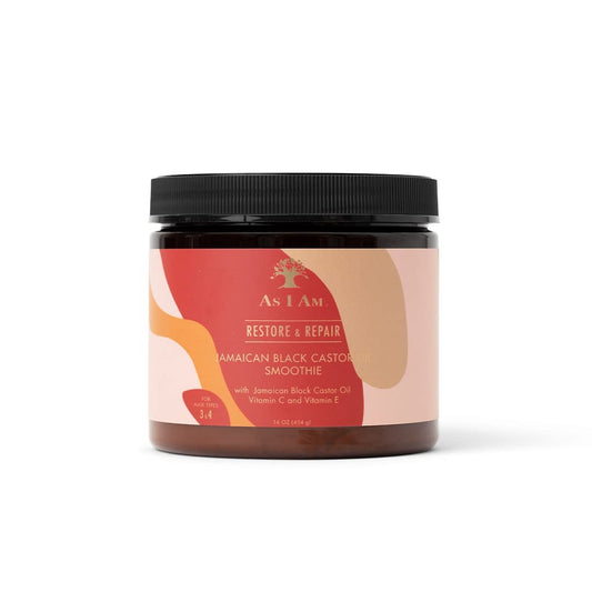 As I Am Jamaican Black Castor Oil Smoothie 16 oz – mit Ceramiden, Vitamin C & E – verbesserte Lockendefinition – leicht – starker Halt – schuppenfrei – reduziert Haarbruch & Verwicklungen