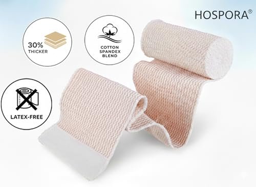 Hospora Latex-freie Kompressions-Baumwoll-Elastikbinde (5 cm, 5 Rollen) – Beige
