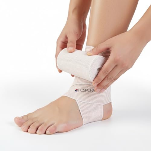 Hospora Latex-freie Kompressions-Baumwoll-Elastikbinde (5 cm, 5 Rollen) – Beige
