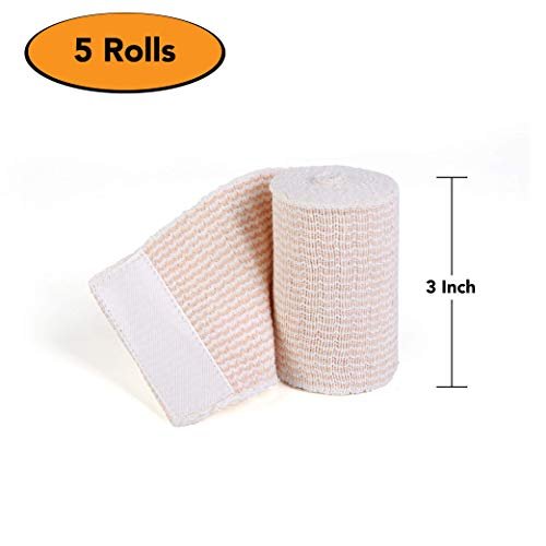 Hospora Dicke Baumwoll-Kompressionsbandage ohne Latex (3 Zoll, 5 Rollen)
