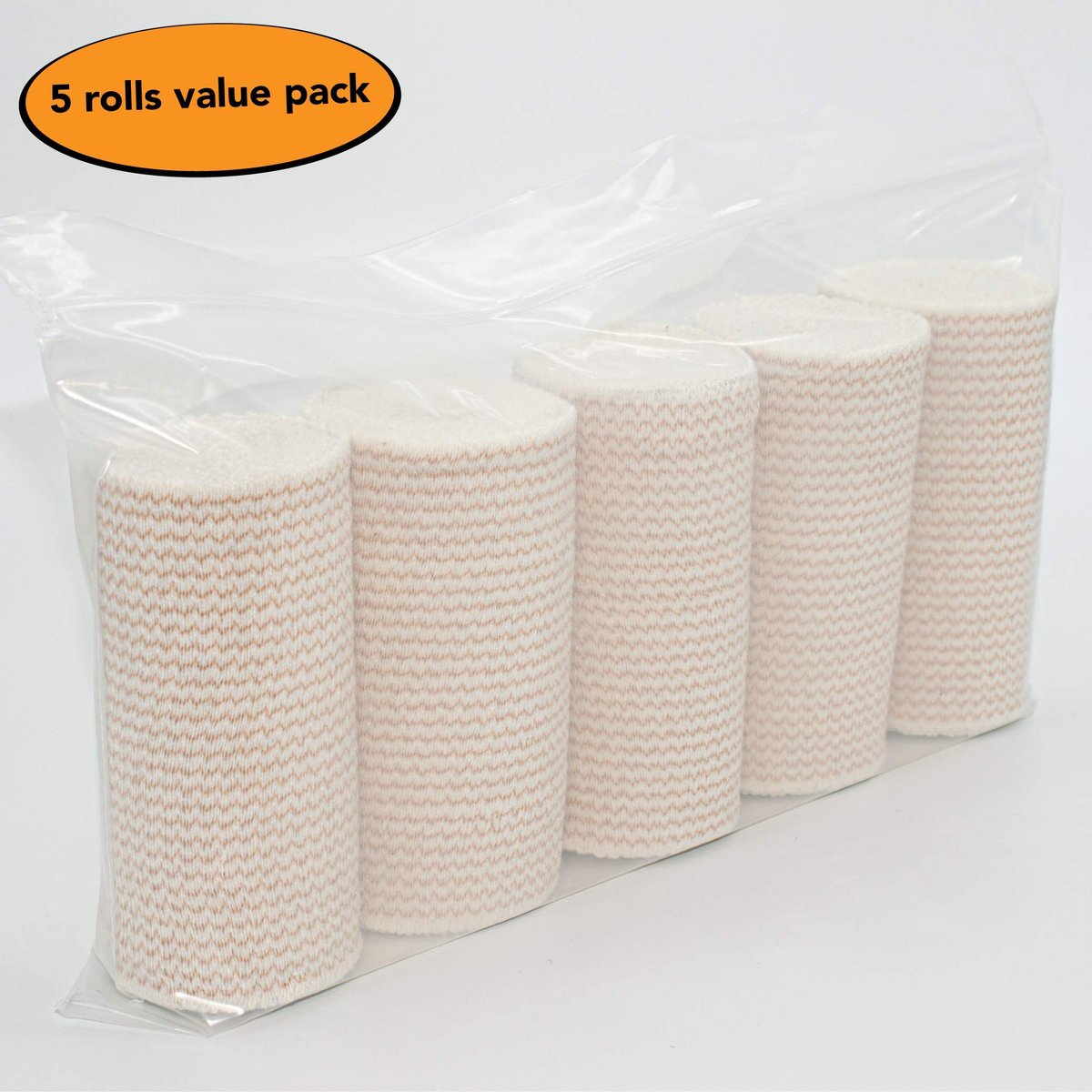 Hospora Dicke Baumwoll-Kompressionsbandage ohne Latex (3 Zoll, 5 Rollen)
