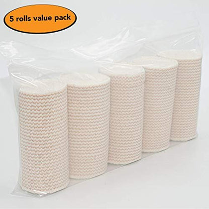 Hospora Dicke, Latexfreie Kompressions-Elastikbinde aus Baumwolle (10 cm, 5 Rollen)