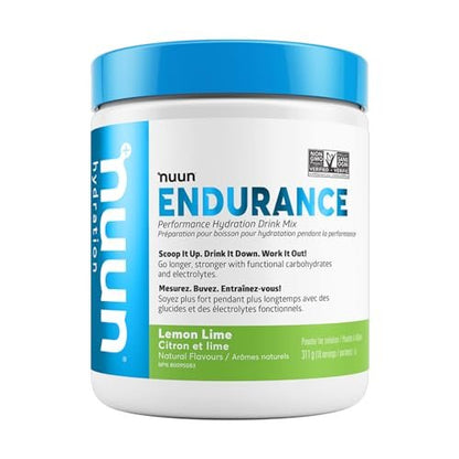 Nuun Hydration Endurance Pulver, Lemon Lime, 5 essentielle Elektrolyte + Kohlenhydrate, Vegan, Nicht-GVO, 16 Portionen