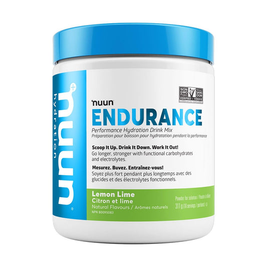 Nuun Hydration Endurance Pulver, Lemon Lime, 5 essentielle Elektrolyte + Kohlenhydrate, Vegan, Nicht-GVO, 16 Portionen