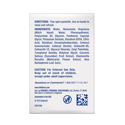 Wet Ones Hand and Face Wipes Singles, Unscented – 24 einzeln verpackte Tücher (6er-Pack) für empfindliche Haut