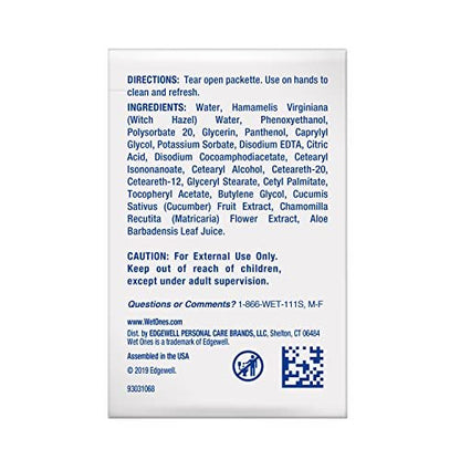 Wet Ones Hand and Face Wipes Singles, Unscented – 24 einzeln verpackte Tücher (6er-Pack) für empfindliche Haut