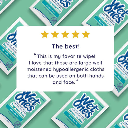 Wet Ones Hand and Face Wipes Singles, Unscented – 24 einzeln verpackte Tücher (6er-Pack) für empfindliche Haut