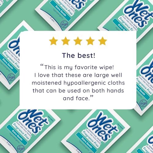 Wet Ones Hand and Face Wipes Singles, Unscented – 24 einzeln verpackte Tücher (6er-Pack) für empfindliche Haut