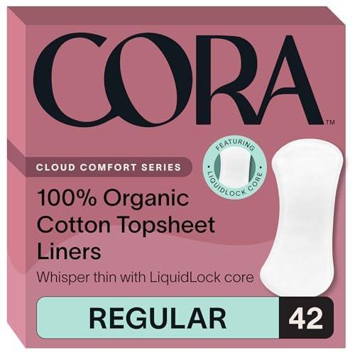 Cora 100% Bio-Baumwoll-Topsheet Slipeinlagen (42 Stück, Normal)