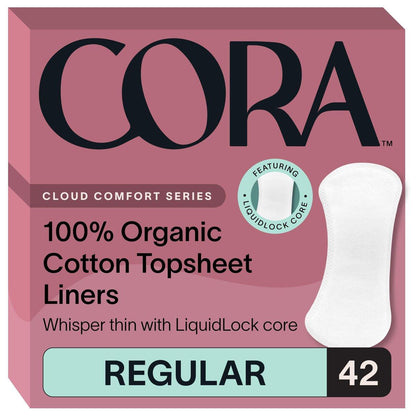 Cora 100% Bio-Baumwoll-Topsheet Slipeinlagen (42 Stück, Normal)