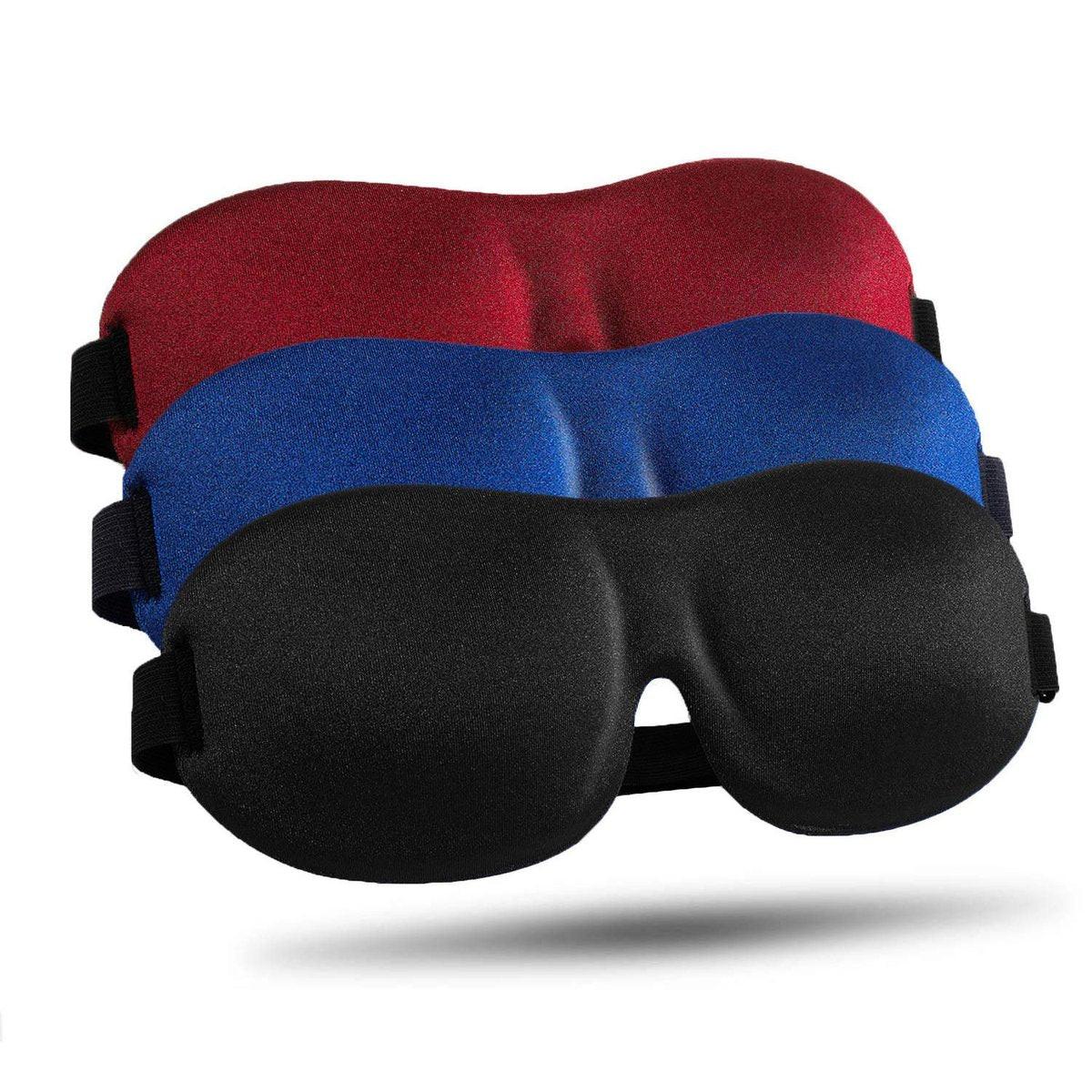 LKY DIGITAL Schlafmaske für Seitenschläfer 3er-Pack, Lichtdichte 3D Augenmaske zum Schlafen, Nacht-Erwachsenen-Brille für Männer Frauen Schwarz Blau Rot
