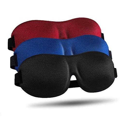 LKY DIGITAL Schlafmaske für Seitenschläfer 3er-Pack, Lichtdichte 3D Augenmaske zum Schlafen, Nacht-Erwachsenen-Brille für Männer Frauen Schwarz Blau Rot