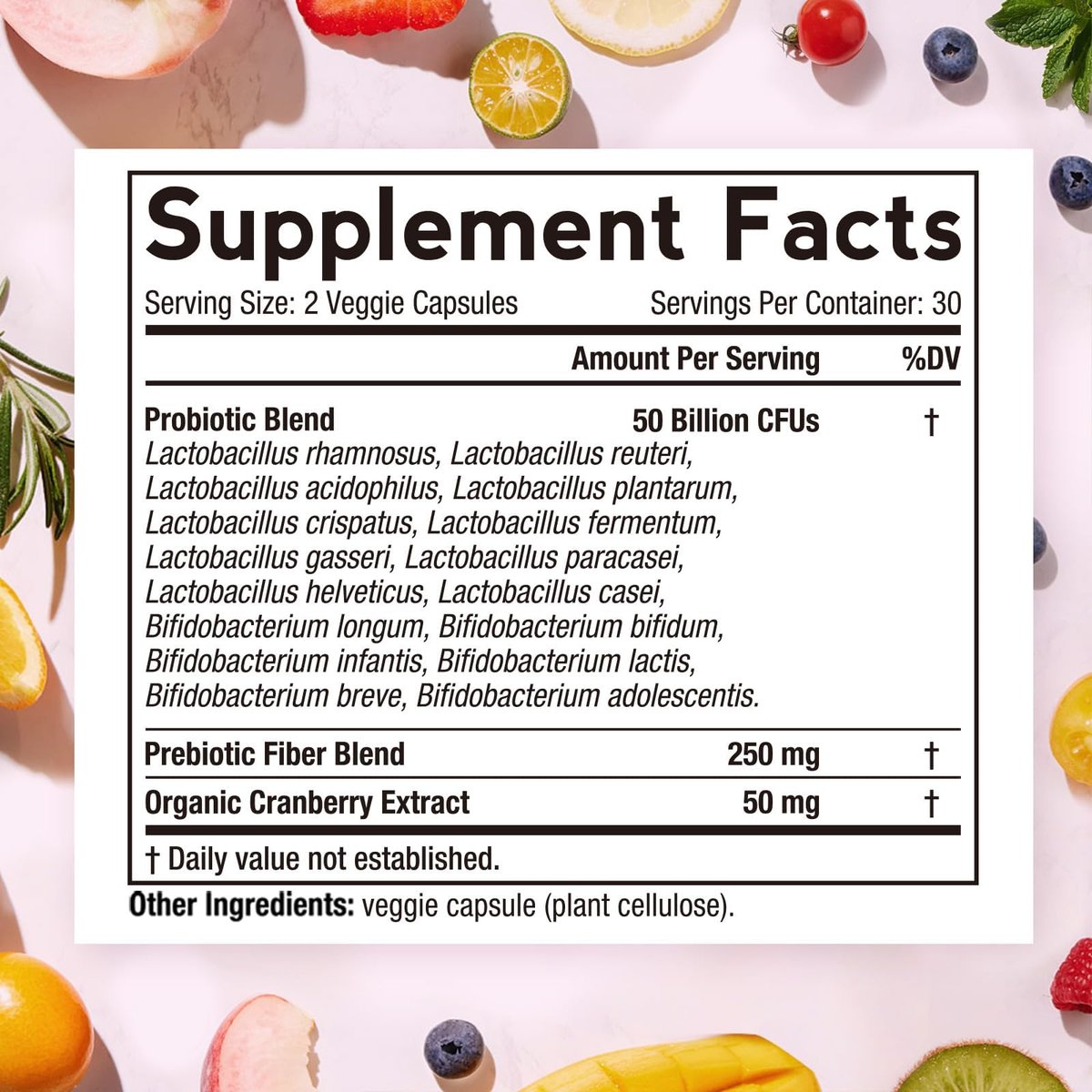 Doctor's Recipes Frauen Probiotikum – 60 Kapseln, 50 Milliarden KBE, 16 Stämme, mit Bio-Cranberry, für Verdauungs-, Immun-, Vaginal- und Harntraktgesundheit, magensaftresistent, ohne Soja, Gluten, Milchprodukte