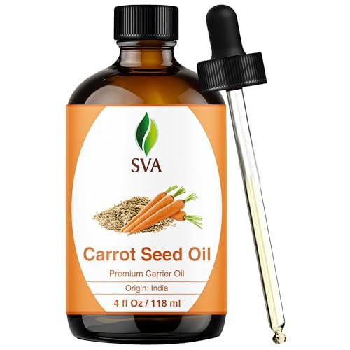SVA Karottensamenöl - 118 ml – 100% natürliches kaltgepresstes Karottenöl für Gesicht, Hautpflege, Haarpflege, Kopfhautmassage & Körpermassage – Trägeröl mit Pipette
