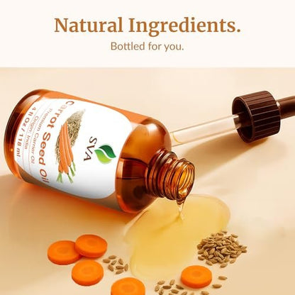 SVA Karottensamenöl - 118 ml – 100% natürliches kaltgepresstes Karottenöl für Gesicht, Hautpflege, Haarpflege, Kopfhautmassage & Körpermassage – Trägeröl mit Pipette