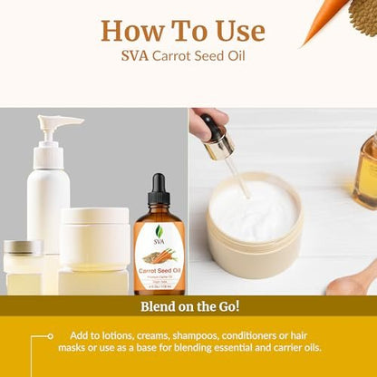 SVA Karottensamenöl - 118 ml – 100% natürliches kaltgepresstes Karottenöl für Gesicht, Hautpflege, Haarpflege, Kopfhautmassage & Körpermassage – Trägeröl mit Pipette
