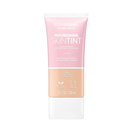 COVERGIRL Clean Fresh Nourishing Skin Tint 520 Fair/Light – Flüssiggründierung mit Kokosnuss & Aloe, vegane Formel