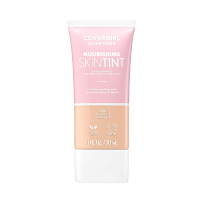COVERGIRL Clean Fresh Nourishing Skin Tint 520 Fair/Light – Flüssiggründierung mit Kokosnuss & Aloe, vegane Formel