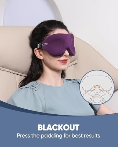 MZOO Luxus Schlafmaske für Seitenschläfer – 3D Memory Foam Augenmaske, Null Augen Druck, Lichtblockierend, Patentiertes Design, Weiche Nachtblindfolie für Reisen, Lila