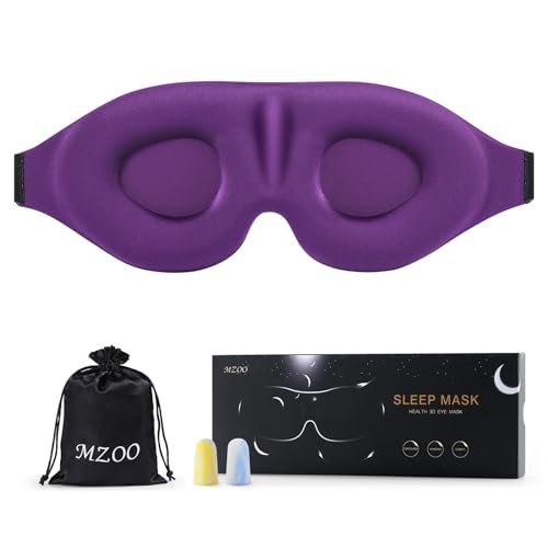 MZOO Luxus Schlafmaske für Seitenschläfer – 3D Memory Foam Augenmaske, Null Augen Druck, Lichtblockierend, Patentiertes Design, Weiche Nachtblindfolie für Reisen, Lila