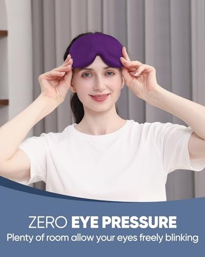 MZOO Luxus Schlafmaske für Seitenschläfer – 3D Memory Foam Augenmaske, Null Augen Druck, Lichtblockierend, Patentiertes Design, Weiche Nachtblindfolie für Reisen, Lila