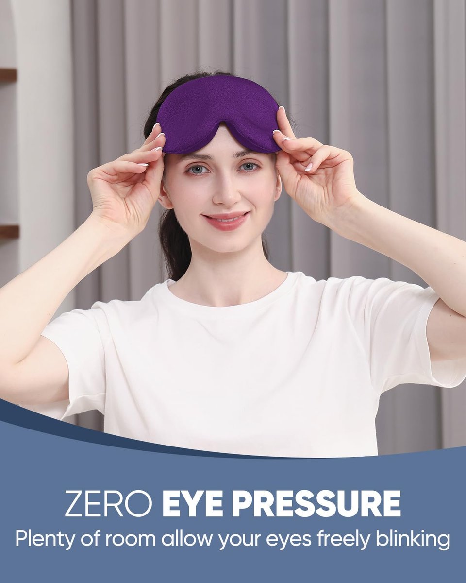 MZOO Luxus Schlafmaske für Seitenschläfer – 3D Memory Foam Augenmaske, Null Augen Druck, Lichtblockierend, Patentiertes Design, Weiche Nachtblindfolie für Reisen, Lila