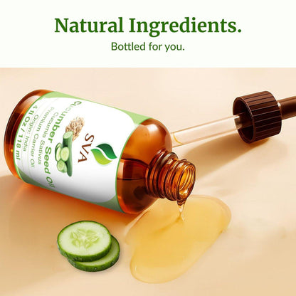 SVA Cucumber Seed Oil - 100% natürliches kaltgepresstes Gurkenöl für Gesicht, Haut, Haare und Massage - 118 ml mit Pipette