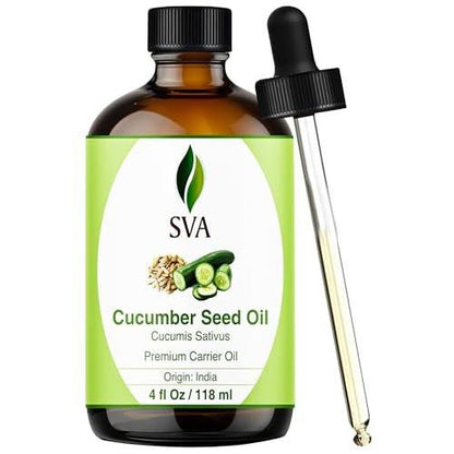 SVA Cucumber Seed Oil - 100% natürliches kaltgepresstes Gurkenöl für Gesicht, Haut, Haare und Massage - 118 ml mit Pipette