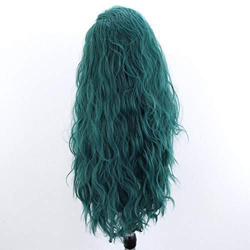 Choshim Haar Grün Synthetische Spitzenperücke mit Locken – Hitzebeständig, 24 Zoll, Water Wave Party Perücke