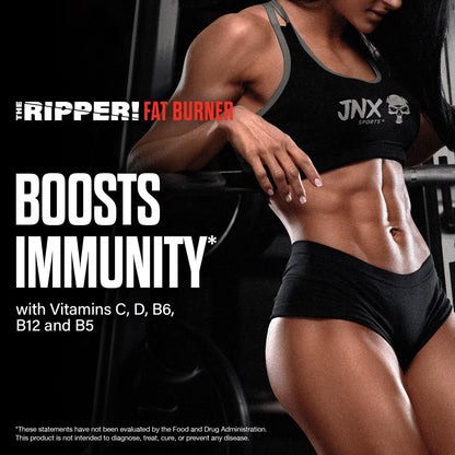 JNX SPORTS The Ripper! Fatburner Pre Workout für Männer & Frauen – Thermogene Fettverbrennung, Appetitzügler, Energie & Ausdauer – Fruit Punch, 30 Portionen